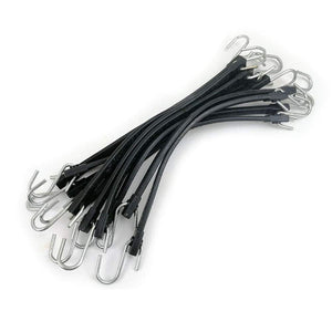 Long Heavy-Duty Natural Rubber Bungee Cords (10-Pack Black)