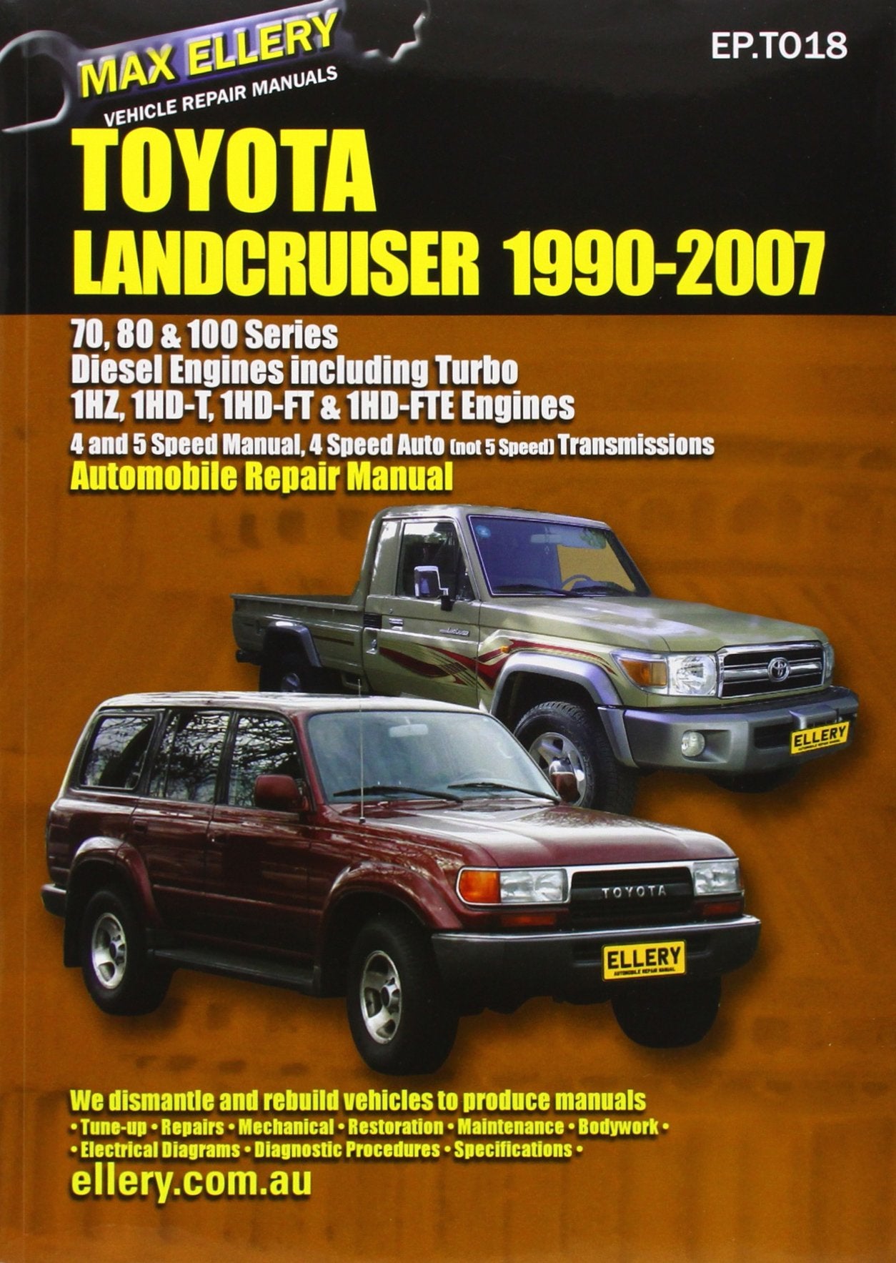 Automobile Repair Manual: Toyota Landcruiser 1990-2007 Diesel Engines Including Turbo