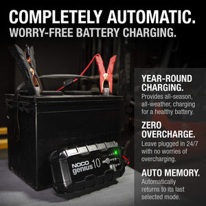 NOCO New Genius GENIUS10 | 6V/12V 10-Amp | Battery Charger + Maintainer + Repair Supply Mode