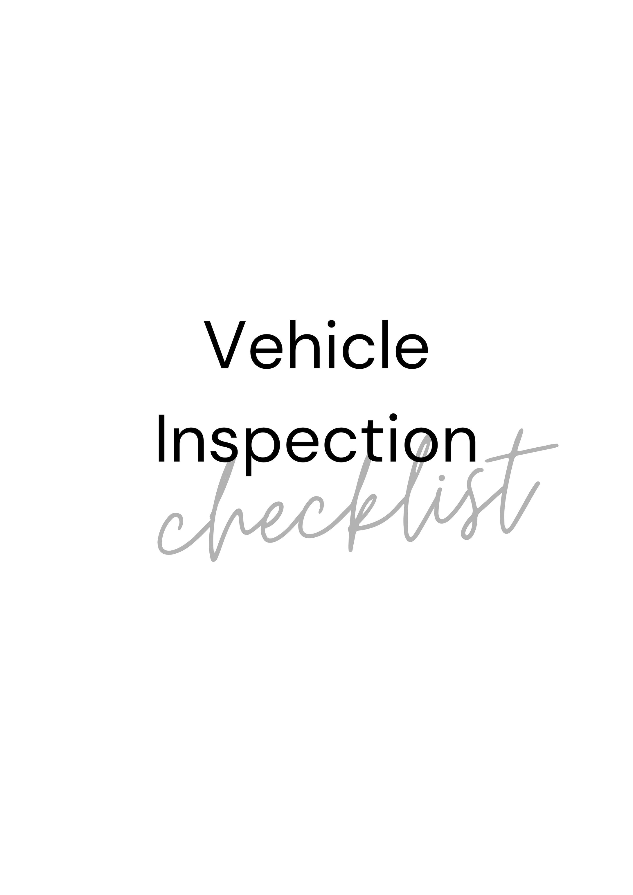 Vehicle Inspection Checklist - DIGITAL DOWNLOAD